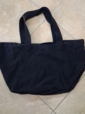 Los Angeles Apparel Black Canvas Tote with Wide Straps